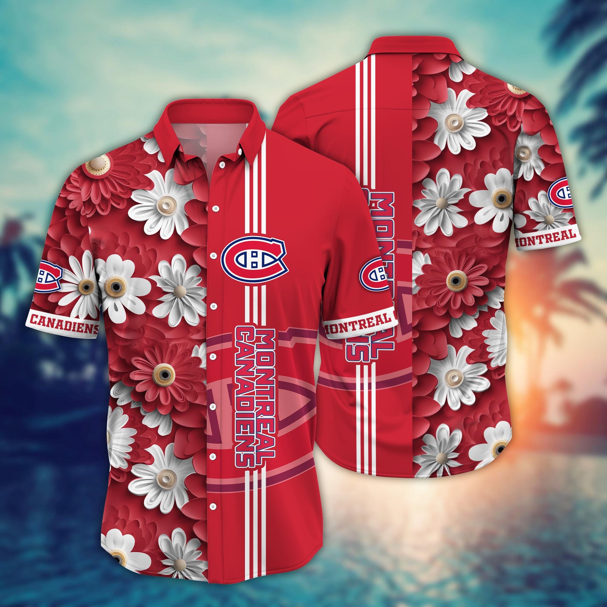 Montreal Canadiens Flower Hawaii Shirt And Tshirt For Fans, Summer Football Shirts NA49574